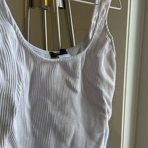 Dynamite - Cropped Tank Top - Ribbed Texture - White - Size Medium